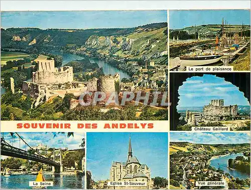 Cartes postales moderne Souvenir des Andelys (Eure) Le port de plaisance Ch�teau Gaillard Vue generale Bateaux