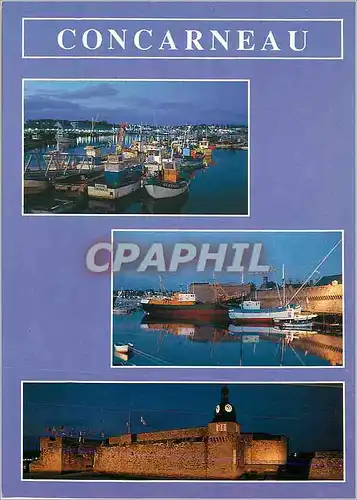Cartes postales moderne Concarneau (Finistere) Konk Kerne Illumination Nocturne   du Port et de la Ville Close la Bretag