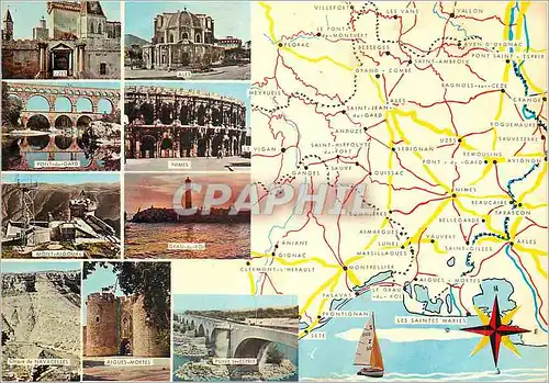 Cartes postales moderne Le Departement du Gard et ses Beaux Circuits Touristiques Uzes Ales Pont du Gard Grau du Roi Aig