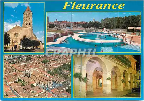 Cartes postales moderne Fleurance (Gers) l'Eglise St Laurent XVe s Piscine vue Aerienne la Halle