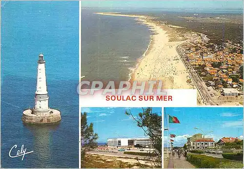 Moderne Karte Soulac sur Mer vue Generale le Phare de Cordouan le Palais des Congres la Promenade de la Plage
