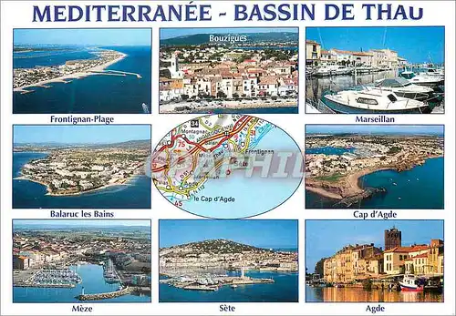 Cartes postales moderne Contour du Bassin de Thau Littoral Mediterraneen Frontignan Plage Marseillan Balaruc les Bains