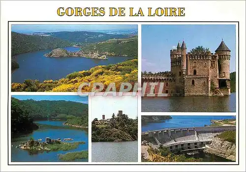 Cartes postales moderne Les Gorges de la Loire Ile et Barrage de Grangent Chateau de la Roche Boucle de la Loire
