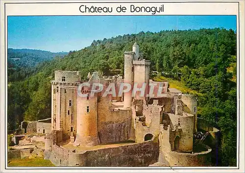 Moderne Karte Bonaguil (L et Gar) le Chateau vue Aerienne