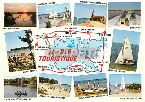 Cartes postales moderne Le Der Touristique Coucher de Soleil Plaisir de la Voile l'Eglise de Champaubert (Marne) Bateaux