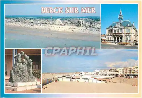 Moderne Karte Berck sur Mer (Pas de Calais) la Plage Statue de Marianne toute seule l'Esplanade l'Hotel de Vil