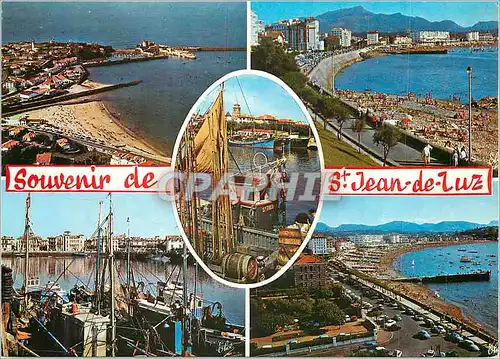 Cartes postales moderne Saint Jean de Luz de Gauche a Droite vue Generale sur le Fort de Socoa Bateaux