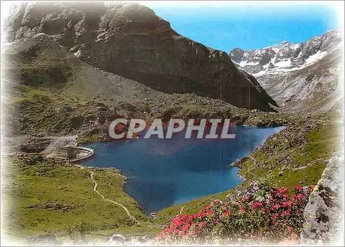 Moderne Karte Hautes Pyrenees Regard sur la Nature Lac et Barrage des Gloriettes le Cirque d'Estaube et le Mon