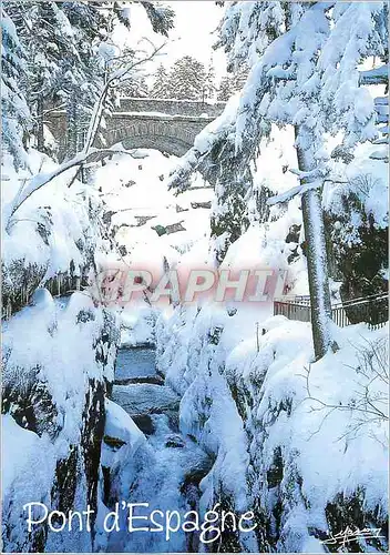 Moderne Karte Hautes Pyrenees Vallee de Cauterets Neige Fraiche au Pont d'Espagne