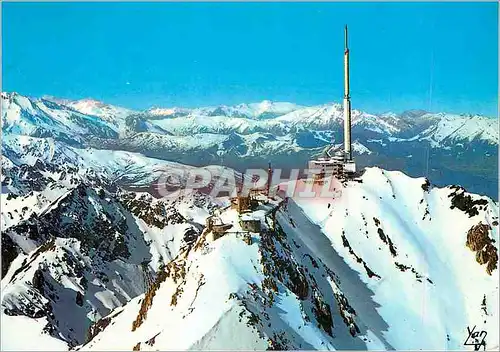 Moderne Karte Le Pic du Midi de Bigorre Altitude 2877 Metres la Station de Television et l'Observatoire