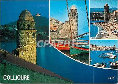Cartes postales moderne Collioure l'Eglise (Monument Historique XVIIe s) et le Fort Saint Elme la France la Cote Vermeil