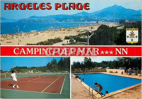 Moderne Karte Argeles sur Mer Camping Del Mar Route du Littoral a 200 Metres de la Plage Tennis Piscine