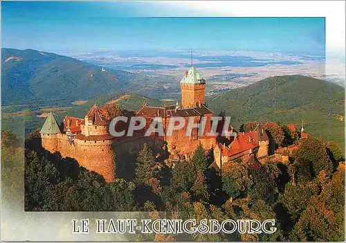 Cartes postales moderne Le Haut Koenigsbourg (Bas Rhin) au Pays des Cigognes vue Aerienne le Chateau Bati sur un Pilon d