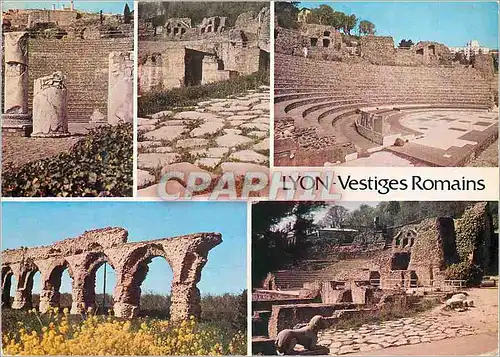 Moderne Karte Vestiges Romains de Lyon (Rhone) Colonnes du Grand Theatre voie Romaine l'Odeon les Aqueducs de