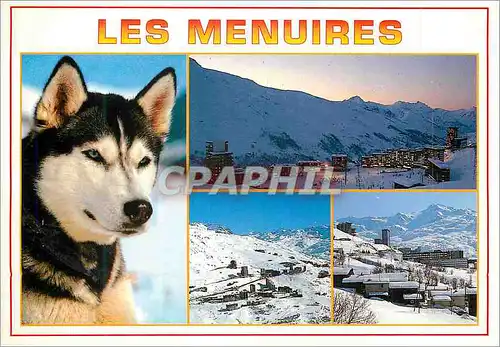 Moderne Karte Les Menuires Savoie (Alt 1800m) Chien Husky