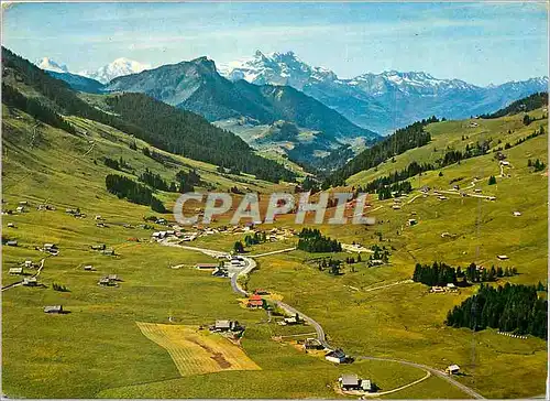 Moderne Karte Col des Mosses alt 1450 m Mont Blanc Chamossaire Dents du Midi