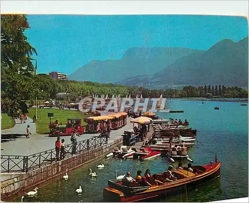 Cartes postales moderne Annecy (Hte Savoie) La Baie d'Albigny et le Champ de Mars Bateaux Train
