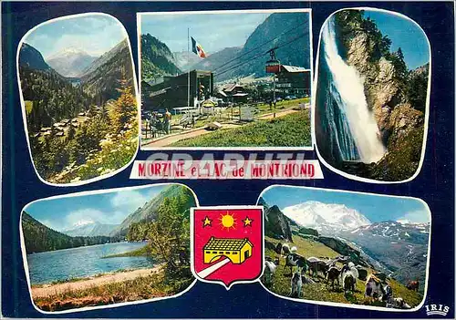 Cartes postales moderne Morzine et Lac de Montriond Lac de Montriond et Village d'Arden Telepherique du Plenay Cascade d