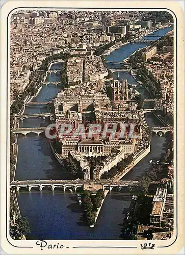 Moderne Karte Paris en Survolant la Seine Panorama sur l'Ile de la Cite (avec Notre Dame) et l'Ile Saint Louis