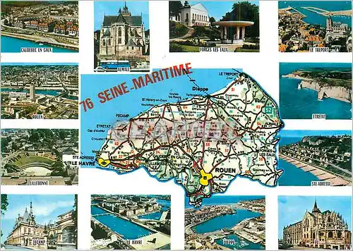 Cartes postales moderne Seine Maritime Superficie 634 200 Hectares Prefecture Rouen Sous Prefectures Dieppe Le Havre