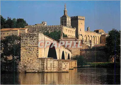 Cartes postales moderne Avignon Palais des Papes Pont Saint Benezet Petit Palais Clocher de la Cathedrale Notre Dame des