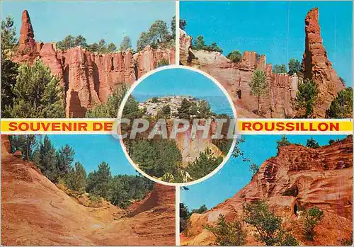 Cartes postales moderne Souvenir de Roussillon (Vaucluse) Comtat Venaissin Provence Le Village Les Carrieres d'Ocre Roug