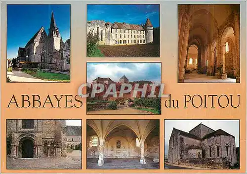 Moderne Karte Abbayes du Poitou Vienne Images de France Abbaye Saint Sauveur Abbaye de Villesalem Abbaye de la