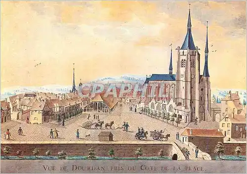 Cartes postales moderne Vue de Dourdan pris du Cote de la Place Dessin du Prisonnier Vue du Vieux Dourdan