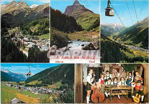 Cartes postales moderne Tirol St Anton am Arlberg 1304 m Contrebasse Folklore Accordeon Guitare