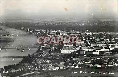 Moderne Karte Wien Blick vom Kahlenberg auf Donau