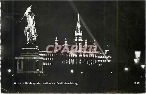 Cartes postales moderne Wien Heldenplatz Rathaus Festbeleuchtung