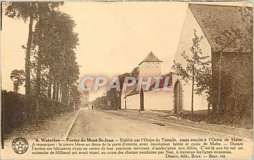 Cartes postales Waterloo Ferme de Mont St Jean Etablie par l'Ordre du Temple