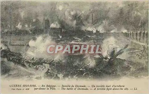 Ansichtskarte AK Guerre 1914 1916 En Belgique Bataille de Dixmude Un terrible duel d'Artillerie Militaria