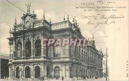 Cartes postales Anvers le Theatre Flamand Style Renaissance Construit de 1869 a 1872 Architecte Dens