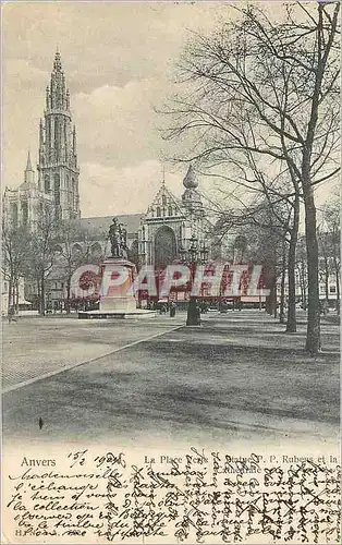 Cartes postales Anvers la Place vers la Statue P P Rubens et la Cathedrale