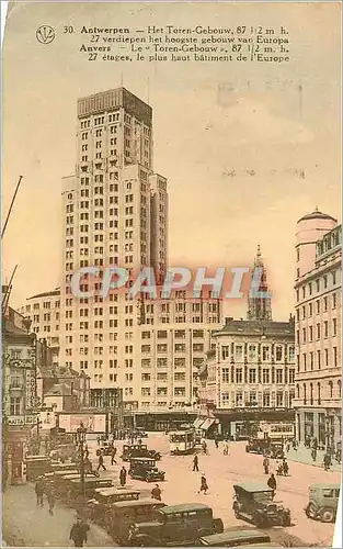 Cartes postales Antwerpen Anvers le Toren Cebouw 27 Etages le plus haut Batiment de l'Europe