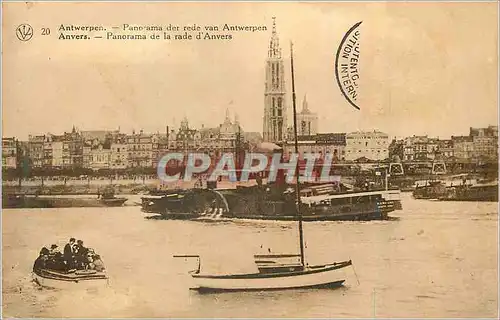 Cartes postales Antwerpen Anvers Panorama de la Rade d'Anvers Bateau