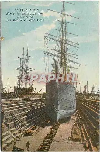 Cartes postales Antwerpen Anvers un Navirezn Cale Seche Bateau