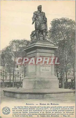 Cartes postales Antwerpen Anvers Statue de Rubens