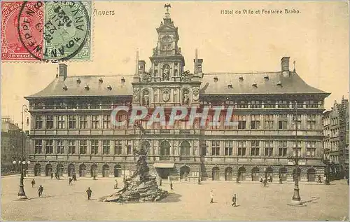 Cartes postales Anvers Hotel de Ville et Fontaine Brabo