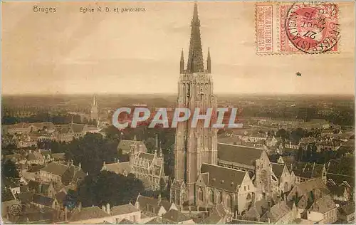 Cartes postales Bruges Eglise N D et Panorama