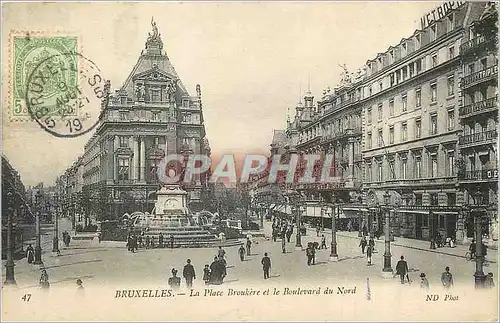 Cartes postales Bruxelles la Place Broukere et le Boulevard du Nord