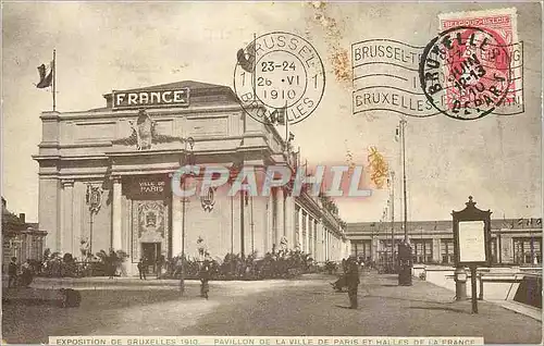 Cartes postales Exposition de Bruxelles 1910 Pavillon de Paris et Halles de la France