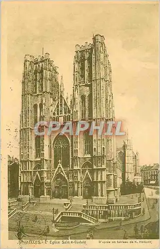 Cartes postales Bruxelles l'Eglise Sainte Gudule d'apres un Tableau de K Holborn
