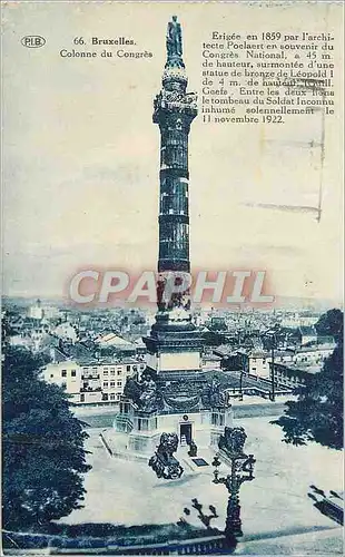 Ansichtskarte AK Bruxelles Colonne du Congres Erigee en 1859 par l'Architecte Poelaert en Souvenir du Congres Nat