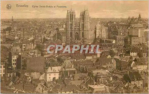Cartes postales Bruxelles Eglise Sainte Gudule et Panorama