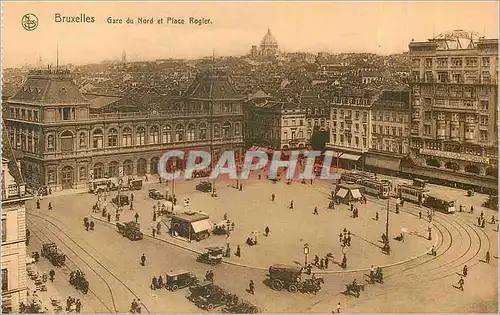 Ansichtskarte AK Bruxelles Gare du Nord et Place Rogier Tramway