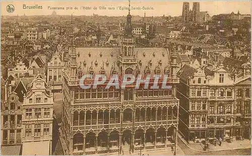 Cartes postales Bruxelles Panorama pris de l'Hotel de Ville vers l'Eglise Sainte Gudule