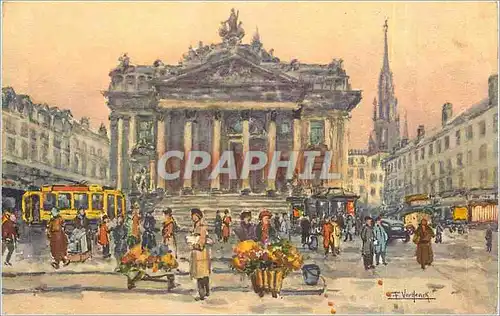 Ansichtskarte AK Bruxelles La Bourse Tramway