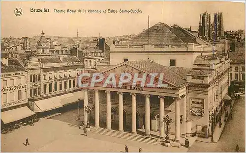 Cartes postales Bruxelles Theatre Royal de la Monnaie et Eglise Sainte Gudule
